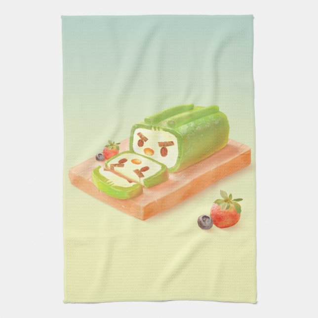 Linge De Cuisine Illustration du rouleau de gâteau Matcha (Vertical)