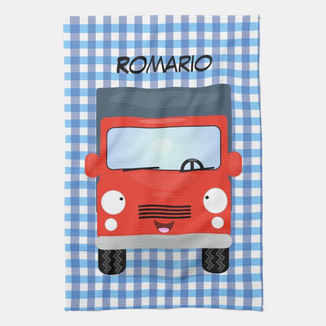 Linge De Cuisine Illustration d'un camion kawaii rouge mou (Vertical)