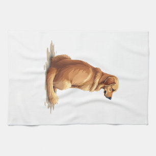 Linge De Cuisine Illustration d'un Golden Retriever vu de dos pour