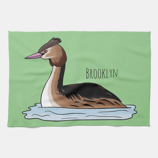 Linge De Cuisine Illustration d'un grand oiseau de grèbe huppé (Horizontal)