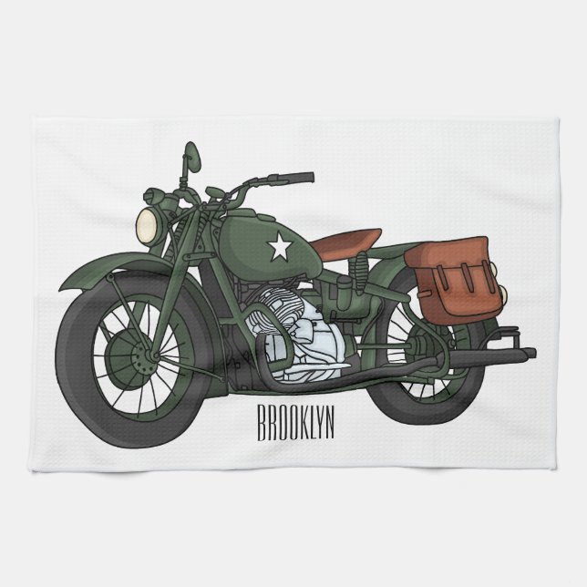Linge De Cuisine Illustration d'une moto de croiseur militaire (Horizontal)
