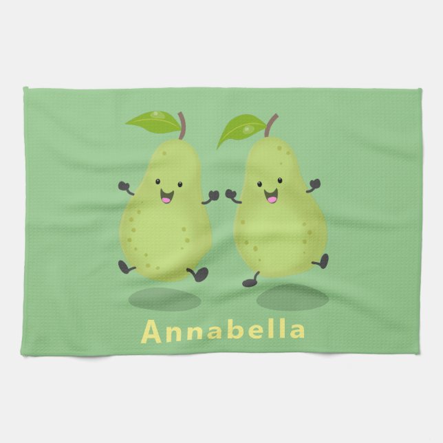 Linge De Cuisine Illustration d'une paire de poires mignonne (Horizontal)
