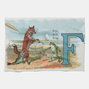 Linge De Cuisine Illustration fantaisiste de renard et de grenouill