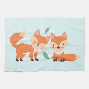 Linge De Cuisine Illustration graphique des renards orange mignons