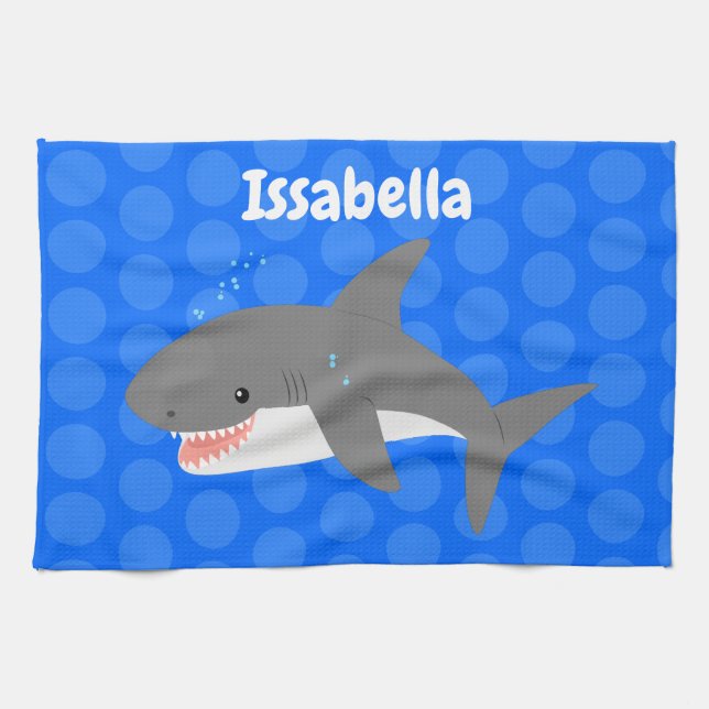 Linge De Cuisine Illustration joyeuse du grand requin blanc (Horizontal)