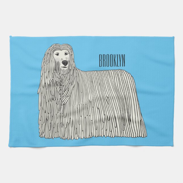 Linge De Cuisine Illustration Komondor pour chien (Horizontal)