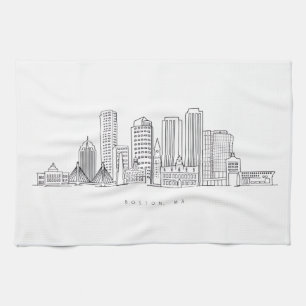 Linge De Cuisine Illustration minimaliste de l'horizon de la ville