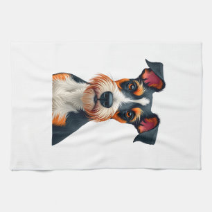 Linge De Cuisine Illustration Rétro Portrait de Chien Coloré Vintag