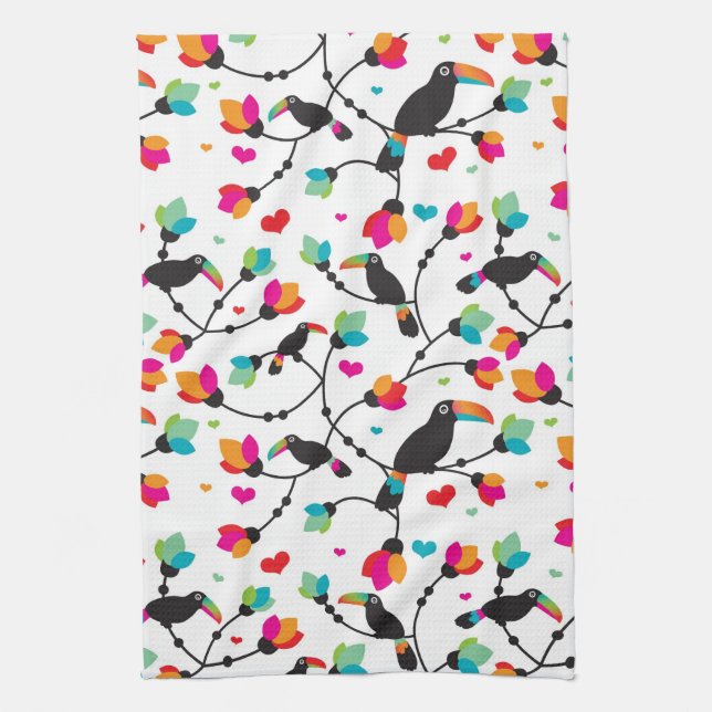 Linge De Cuisine illustration tropicale d'oiseau mignon de toucan (Vertical)