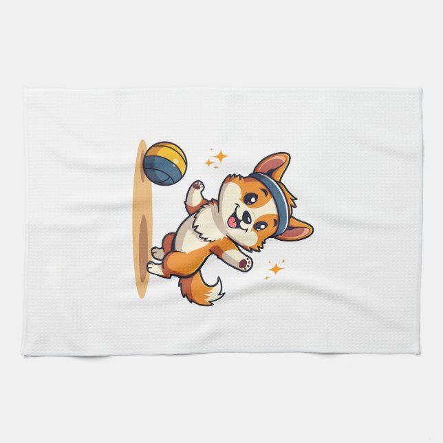 Linge De Cuisine Illustration vectorielle de chien de volleyball Co (Horizontal)