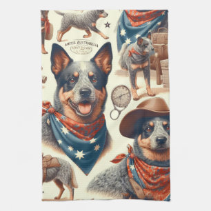 Linge De Cuisine Illustration vintage Australian Cattle Dog