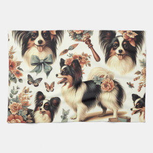 Linge De Cuisine Illustration Vintage de chien Papillon