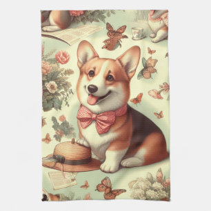 Linge De Cuisine Illustration vintage de Corgi Cardigan gallois