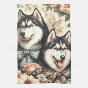 Linge De Cuisine Illustration vintage de Husky en Sibérie