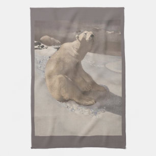 Linge De Cuisine Illustration vintage de l'ours polaire qui s'allon