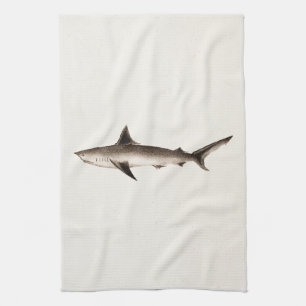 Linge De Cuisine Illustration vintage de requin - rétro modèle de