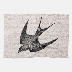 Linge De Cuisine Illustration vintage d'hirondelle - oiseau 1800's