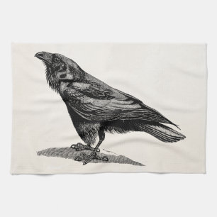 Linge De Cuisine Illustration vintage d'oiseau de merle de