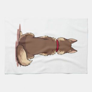 Linge De Cuisine Illustration vintage vue arrière chien husky marro