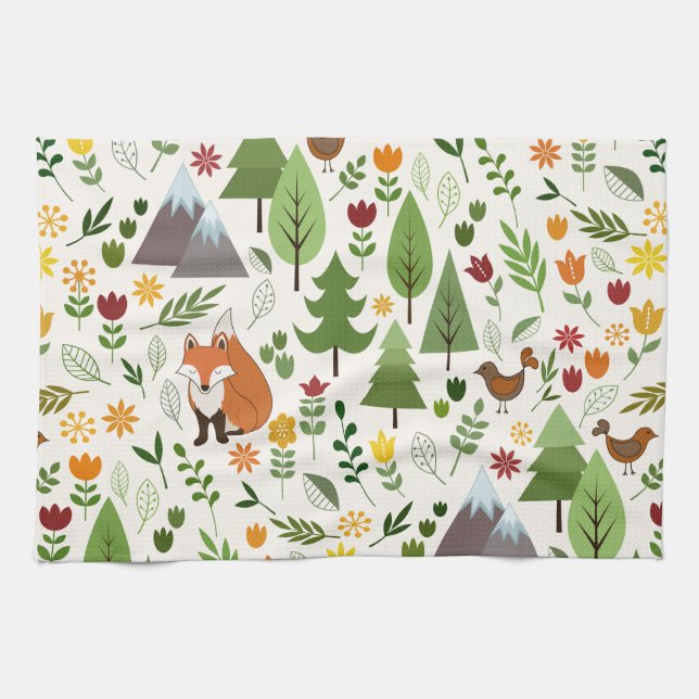 Linge De Cuisine Illustrations de style scandinave sur Motif crème (Horizontal)