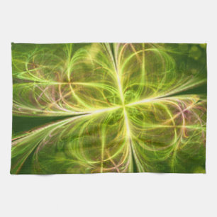 Linge De Cuisine Imaginaire Abstrait Quatre Feuilles Vert Jaune Clo
