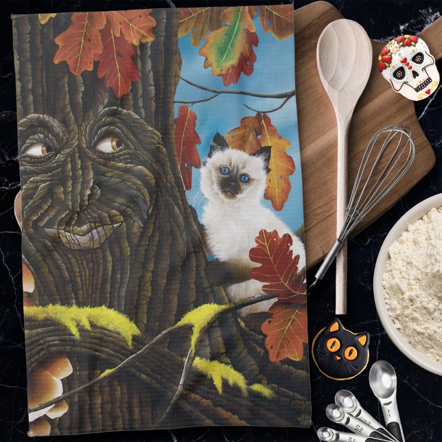 Linge De Cuisine Imaginaire d'automne du chat de fin d'arbre (Créateur téléchargé)