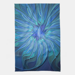 Linge De Cuisine Imaginaire Fleur Bleue Motif, Art Fractal Abstrait