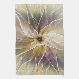 Linge De Cuisine Imaginaire Floral Gold Eggplant Art Fractal Abstra