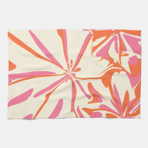 Linge De Cuisine Imaginaire Floral - rose, orange et crème