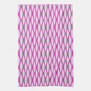 Linge De Cuisine Impression à ruban du milieu du siècle - rose et g
