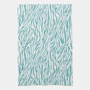 Linge De Cuisine Impression Aqua White Zebra