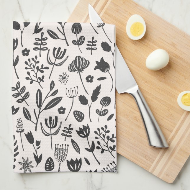 Linge De Cuisine Impression botanique folklorique (Quart Plié)