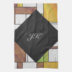 Linge De Cuisine Impression Brown jaune vert