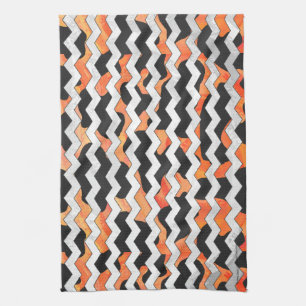 Linge De Cuisine Impression Chevron noir et orange de vache