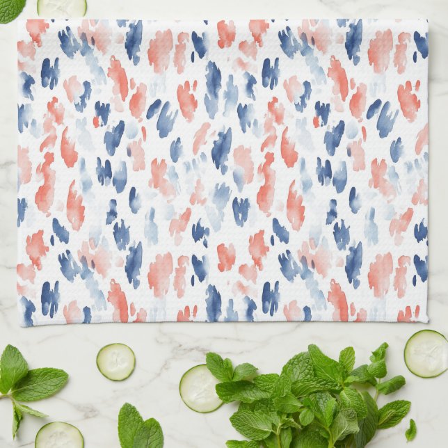 Linge De Cuisine Impression d'animal Bleu Blanc Rouge (Plié)