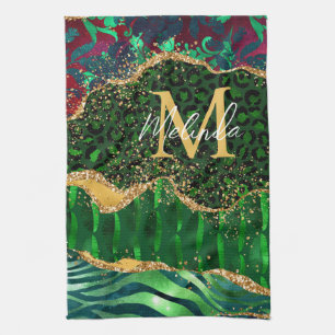 Linge De Cuisine Impression d'animal de safari vert Agate