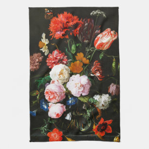 Linge De Cuisine Impression d'art botanique floral sombre et lunati
