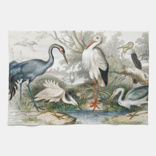 Linge De Cuisine Impression d'art de la nature Héron, Cigogne et Gr