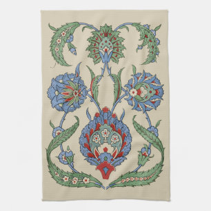 Linge De Cuisine Impression d'art floral géométrique bleu rouge ara