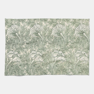 Linge De Cuisine Impression d'art floral Tulipe verte de William Mo