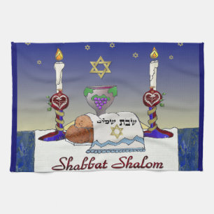 Linge De Cuisine Impression d'art Judaica Shabbat Shalom