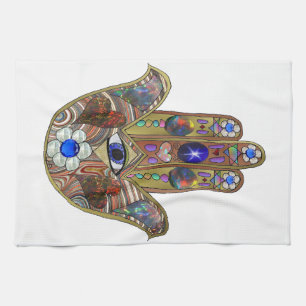 Linge De Cuisine Impression d'art opale cœurs Hamsa Judaica