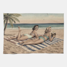 Impression d'art pin-up de plage vintage | Filles