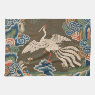 Linge De Cuisine Impression de broderie en soie blanche antique chi