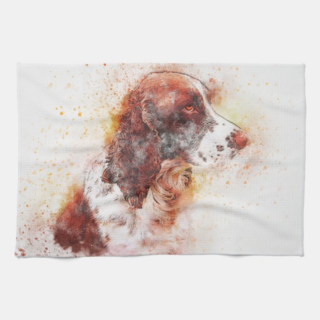 Linge De Cuisine Impression de chien peint (Horizontal)
