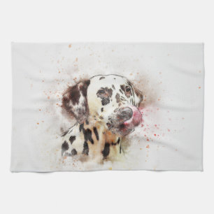 Linge De Cuisine Impression de chien peint