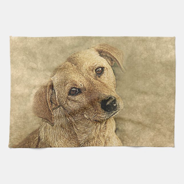 Linge De Cuisine Impression de chien peint (Horizontal)