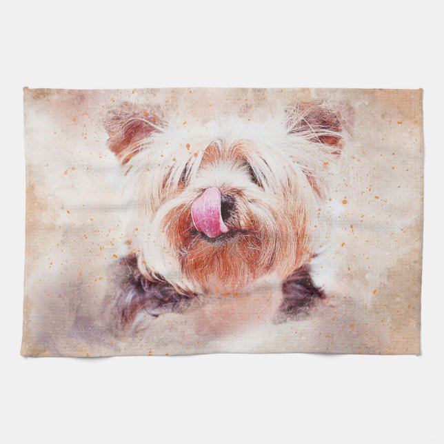 Linge De Cuisine Impression de chien peint (Horizontal)