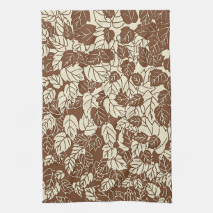 Linge De Cuisine Impression de feuille japonaise, taupe beige et be