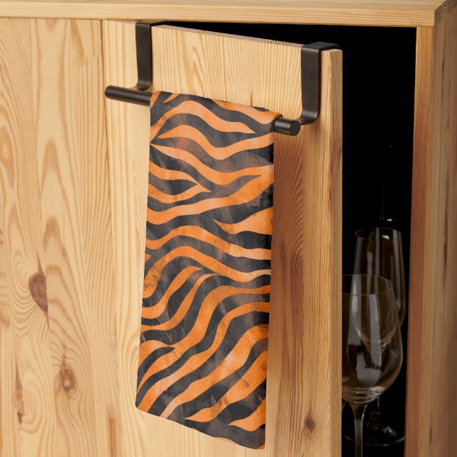 Linge De Cuisine Impression de tigre d'aquarelle (Pliage en tiers)